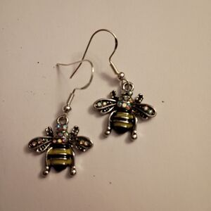 Elegant Bee Earrings with Yellow and Silver Tones